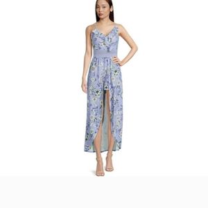 🦋 No Boundaries Junior Ruffle Walk Through Maxi Romper ( Spring Peri)
